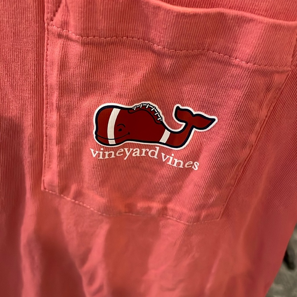 Vineyard Vines Shirt youth xl  Red Football Whale Long Sleeve Pocket Tee